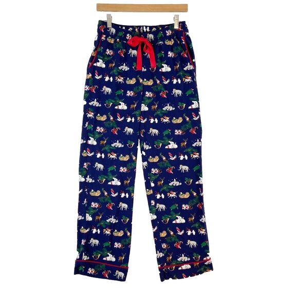 Vera Bradley Pajama Pants Women's S Blue Christmas Animals Holiday 100% Cotton - Picture 1 of 7